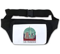 San Francisco Minimalist Bridge and Architecture Art Waist Bag Fanny Pack White