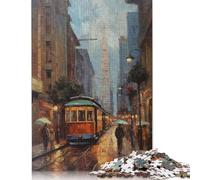 San Francisco Oil Painting Puzzle Educational Games Family Activities Premium Cardboard Jigsaw Puzzle for Women Men 1000pcs (38x26cm)