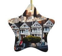 San Francisco Print Christmas Tree Ceramic Hanging,Christmas Tree Print Holiday Pendant Ornament