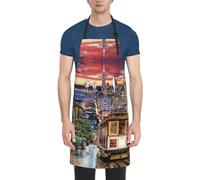 San Francisco Print Kitchen Apron With Pockets Versatile Adjustable Chef Bbq Grilling Smock For Adults