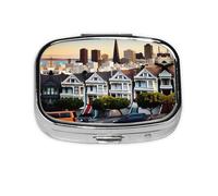 San Francisco Print Square Pill Box,Portable for Pocket Or Purse Pill Organizer Pill Container Holder