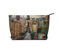 san Francisco Printed Corduroy Makeup Bag for Travel & Daily Use, Stylish Pouch Purse Case Cosmetic Bags Organizer for Women
