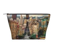 san Francisco Prints Trapezoid Makeup Bag Travel Cosmetic Organizer with Foam Padding for Gym, Office, and Weekend Trips