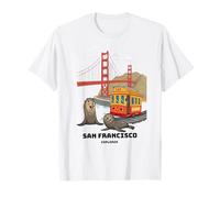San Francisco Sea Lions Gate Bridge Art Travel Souvenir T-Shirt