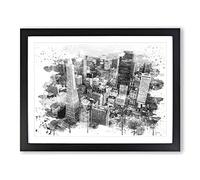 San Francisco Skyline California Skyline V4 Modern Framed Wall Art Print, Ready to Hang Picture for Living Room Bedroom Home Office Décor, Black A2 (64 x 46 cm)