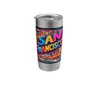 San Francisco Skyline Chalk Art Gate Bridge City Stainless Steel Insulated Tumbler