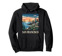 San Francisco Skyline Golden Gate Retro Vintage Art Pullover Hoodie