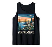 San Francisco Skyline Golden Gate Retro Vintage Art Tank Top