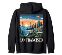 San Francisco Skyline Golden Gate Retro Vintage Art Zip Hoodie