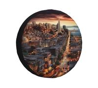 San Francisco Spare Tire Cover Waterproof Dustproof Car Wheel Protector Portable for RV SUV Truck Travel Trailers Accessories 17 inch
