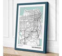 San Francisco Street Grid Canvas Wall Art Print 30x20 Inch