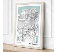 San Francisco Street Grid Canvas Wall Art Print 36x24 Inch