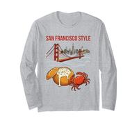 San Francisco Style Sourdough Bowl & Bridge Graphic Long Sleeve T-Shirt