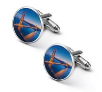 San Francisco The Bridge Shirt Cufflinks Round Cuff Links for Business Wedding Party Father's Day Gift 2.0cm