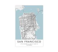San Francisco Travel City Map Canvas Poster Art Print United States City Street Road Map Wall Art For Home Office