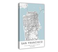 San Francisco Travel City Map Canvas Poster Art Print United States City Street Road Map Wall Art For Home Office