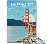 San Francisco Travel Print Jigsaw Puzzles for Adults 1000 Pieces, Stress Reliever Staycation Kill Time with Matching Poster And Trivia Sheet 2000pcs (70x100cm)