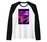 San Francisco Vaporwave Aesthetic Retro Style I Love SF Raglan Baseball Tee