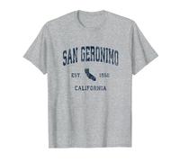 San Geronimo California CA Vintage Athletic Navy Sports Desi T-Shirt, Men, Heather Grey, X-Large