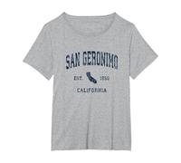 San Geronimo California CA Vintage Athletic Navy Sports Desi T-Shirt, Women's Plus, Heather Grey, 4X