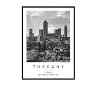 San Gimignano Travel Print Tuscany Wall art Black and white Poster A2 Print only 42 X 59.4cm (16.5x24inch)