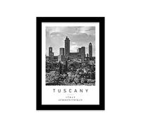San Gimignano Travel Print Tuscany Wall art Black and white Poster A5 Print in Black frame 18 X 24.5cm (7x9.6inch)