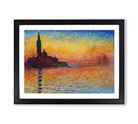 San Giorgio Maggiore At Dusk By Claude Monet Classic Painting Framed Print | A2 Black Framed Wall Art | Ready to Hang | Classic Historical Picture | Living Room Bedroom Lounge Office