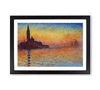 San Giorgio Maggiore at Dusk by Claude Monet Framed Print | A2 Black Framed Wall Art | Ready to Hang | Modern Historical Picture | Living Room Bedroom Lounge Office