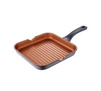 San Ignacio Bronze | Non-Stick Grill Pan 28 x 28 x 4.5 cm | Made of Cast Aluminium | Efficient Heat Distribution | with Soft Touch Handle | Suitable for All Types of Cookers