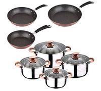 San Ignacio Moma Battery 8 Pieces Set of 3 Sip Kitchen Pans, Chrome