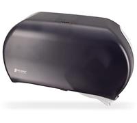 San Jamar R4000TBK Twin 9" Jumbo Tissue Dispenser, 19 x 5 1/4 x 12, Transparent Black Pearl