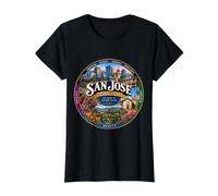 San Jose CA California USA Silicon Valley Hub Heart Value Graphic T-Shirt, Women, Black, L