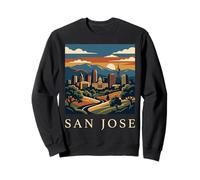San Jose California Skyline Retro Vintage Cityscape Art Sweatshirt