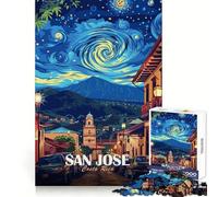 San Jose Costa Rica Nightscape Art Jigsaw Puzzle for Teenagers 1000 Pieces Boost Recall Tension Relief Tight Edge Fine Art Piece (38x26cm)