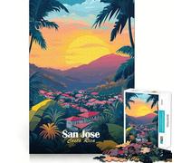 San Jose, Costa Rica Sunset 1000 Pieces Jigsaws Adults Puzzles Think Smart Toy Home Activity Smooth Cut Xmas Surprise (38x26cm)