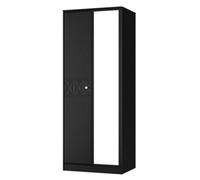 San Jose Ready Assembled Contemporary Black Tall Double Wardrobe With 1 Mirror Door (H)1960mm (W)740mm (D)520mm
