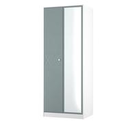 San Jose Ready Assembled Contemporary Duck Egg Blue & White Tall Double Wardrobe With 1 Mirror Door (H)1960mm (W)740mm (D)520mm