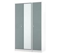 San Jose Ready Assembled Contemporary Duck Egg Blue & White Tall Triple Wardrobe With 1 Mirror Door (H)1960mm (W)1108mm (D)530mm