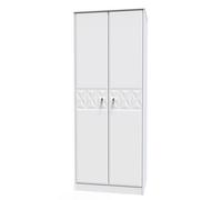San Jose Ready Assembled Contemporary Matt White Tall Double Wardrobe (H)1970mm (W)770mm (D)530mm