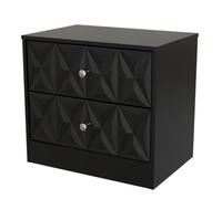 San Jose Ready Assembled Matt Black 2 Drawer Wide Bedside Chest (H)521mm (W)570mm (D)395mm