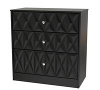 San Jose Ready Assembled Matt Black 3 Drawer Chest (H)791mm (W)766mm (D)395mm
