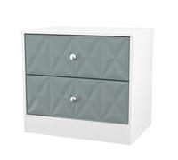 San Jose Ready Assembled Matt Duck Egg Blue & White 2 Drawer Wide Bedside Chest (H)521mm (W)570mm (D)395mm