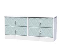 San Jose Ready Assembled Matt Duck Egg Blue & White 4 Drawer Wide Chest (H)521mm (W)1146mm (D)395mm