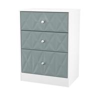 San Jose Ready Assembled Matt Duck Egg Blue & White 3 Drawer Deep Chest (H)791mm (W)746mm (D)395mm