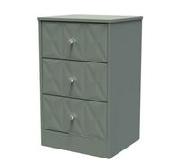 San Jose Ready Assembled Matt Green 3 Drawer Bedside Chest (H)726mm (W)450mm (D)395mm