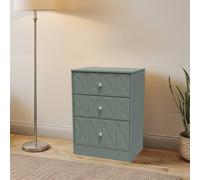 San Jose Ready Assembled Matt Green 3 Drawer Deep Chest (H)791mm (W)746mm (D)395mm