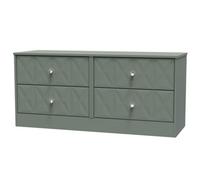 San Jose Ready Assembled Matt Green 4 Drawer Wide Chest (H)521mm (W)1146mm (D)395mm