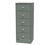 San Jose Ready Assembled Matt Green 5 Drawer Bedside Chest (H)1120mm (W)450mm (D)395mm