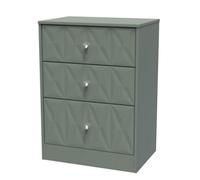 San Jose Ready Assembled Matt Green 3 Drawer Deep Chest (H)791mm (W)746mm (D)395mm