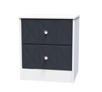 San Jose Ready Assembled Matt Indigo & White 2 Drawer Bedside Chest (H)521mm (W)450mm (D)395mm